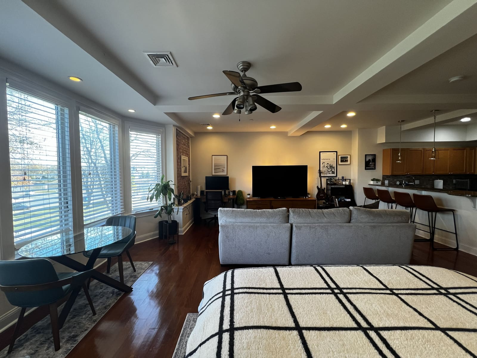 Luxury interior with open kitchen and living space